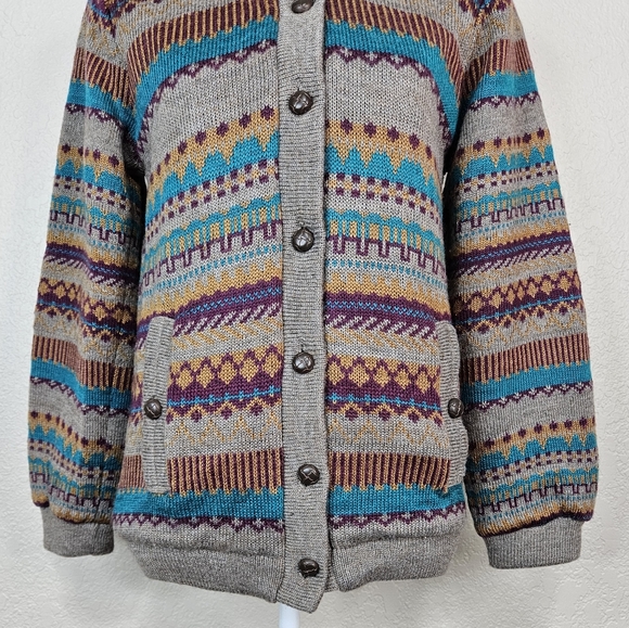 Retford Place Women's wool Button up Cardigan Sweater Turtleneck scandinavian - Picture 5 of 10